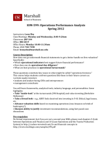 Marshall IOM-599: Operations Performance Analysis Spring 2012