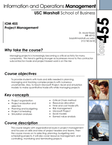 Management USC Marshall Why take the course? IOM 455
