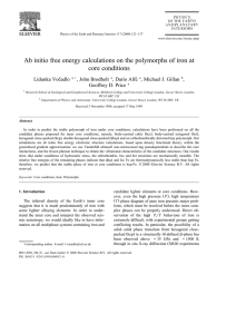 Ab initio free energy calculations on the polymorphs of iron... core conditions ˇ `