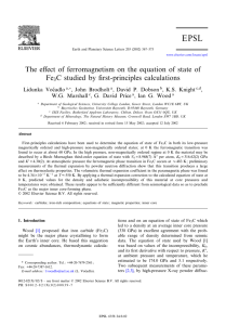 The e¡ect of ferromagnetism on the equation of state of Fe