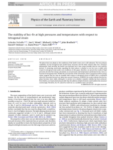 ARTICLE IN PRESS Physics of the Earth and Planetary Interiors tetragonal strain