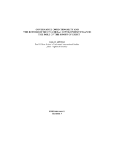 GOVERNANCE CONDITIONALITY AND THE REFORM OF MULTILATERAL DEVELOPMENT FINANCE: