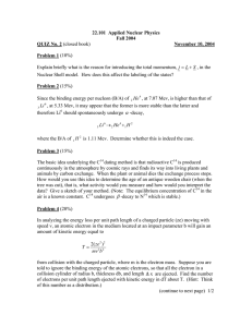 22.101  Applied Nuclear Physics Fall 2004 QUIZ No. 2 November 10, 2004