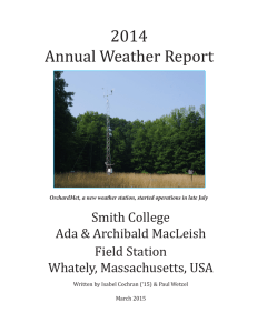 2014 Annual Weather Report Smith College Ada &amp; Archibald MacLeish