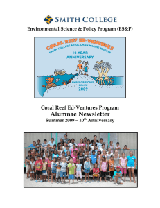 Alumnae Newsletter Coral Reef Ed-Ventures Program Environmental Science &amp; Policy Program (ES&amp;P)