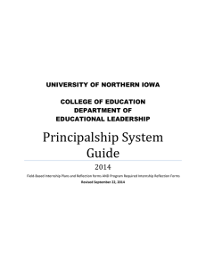 Principalship System Guide 2014 UNIVERSITY OF NORTHERN IOWA