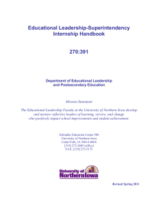 Educational Leadership-Superintendency Internship Handbook 270:391