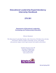 Educational Leadership-Superintendency Internship Handbook 270:391