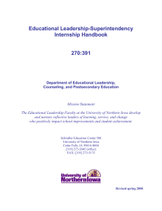 Educational Leadership-Superintendency Internship Handbook 270:391