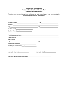 University of Northern Iowa Postsecondary Education: Student Affairs Internship Registration Form
