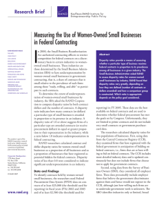 I Measuring the Use of Women-Owned Small Businesses in Federal Contracting Research Brief