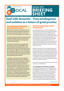 BRIEFING SHEET Deaf with dementia – from misdiagnosis