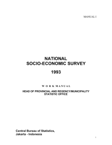 NATIONAL SOCIO-ECONOMIC SURVEY 1993 Central Bureau of Statistics,