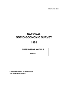 NATIONAL SOCIO-ECONOMIC SURVEY 1998 SUPERVISOR MODULE