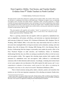 Non-Cognitive Ability, Test Scores, and Teacher Quality: Evidence from 9