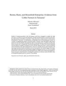 Booms, Busts, and Household Enterprise: Evidence from Coffee Farmers in Tanzania ∗