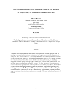 Long-Term Earnings Losses due to Mass Layoffs During the 1982... An Analysis Using U.S. Administrative Data from 1974 to 2004