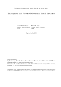 Employment and Adverse Selection in Health Insurance