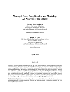 Managed Care, Drug Benefits and Mortality: An Analysis of the Elderly
