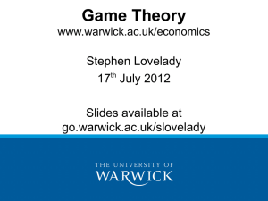 Game Theory Stephen Lovelady 17 July 2012