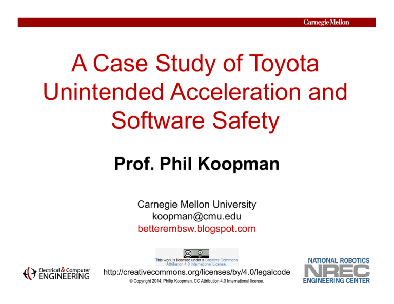 a case study of toyota unintended acceleration and software safety
