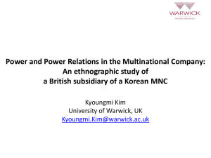 Power and Power Relations in the Multinational Company: