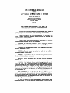 EXECUTIVE ORDER Governor of the State of Texas EXECUTIVE DEPARTMENT BY THE