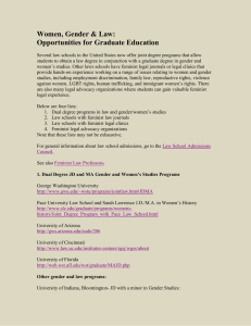 Women, Gender &amp; Law: Opportunities for Graduate Education