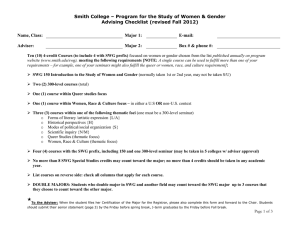 Smith College – Program for the Study of Women &amp;... Advising Checklist (revised Fall 2012) Name, Class: