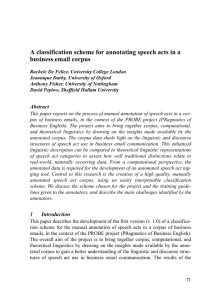 A classification scheme for annotating speech acts in a