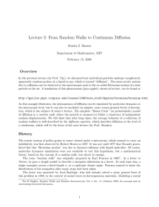 Lecture 3:  From Random Walks to Continuum Diﬀusion Overview