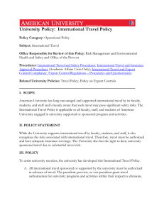University Policy:  International Travel Policy