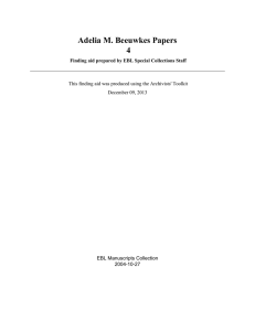 Adelia M. Beeuwkes Papers 4 EBL Manuscripts Collection 2004-10-27