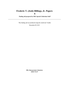 Frederic T. (Josh) Billings, Jr. Papers 6 EBL Manuscripts Collection 2004-10-27