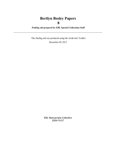 Bertlyn Bosley Papers 8 EBL Manuscripts Collection 2004-10-27