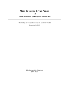 Mary de Garmo Bryan Papers 11 EBL Manuscripts Collection 2004-10-27