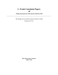 C. Frank Consolazio Papers 19 EBL Manuscripts Collection 2004-10-28