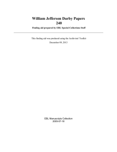 William Jefferson Darby Papers 240 EBL Manuscripts Collection 2005-07-18