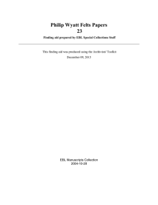 Philip Wyatt Felts Papers 23 EBL Manuscripts Collection 2004-10-28