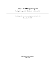 Joseph Goldberger Papers EBL Manuscripts Collection 2004-10-28