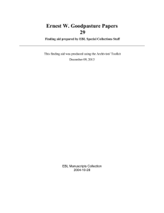 Ernest W. Goodpasture Papers 29 EBL Manuscripts Collection 2004-10-28