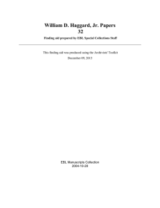 William D. Haggard, Jr. Papers 32 EBL Manuscripts Collection 2004-10-28