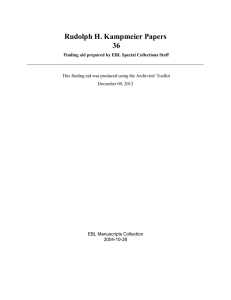 Rudolph H. Kampmeier Papers 36 EBL Manuscripts Collection 2004-10-28