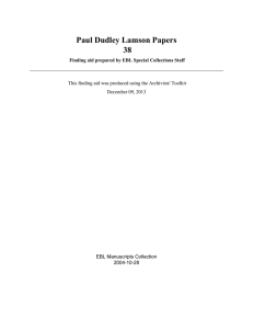 Paul Dudley Lamson Papers 38 EBL Manuscripts Collection 2004-10-28