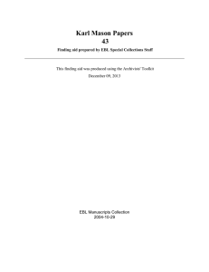 Karl Mason Papers 43 EBL Manuscripts Collection 2004-10-29
