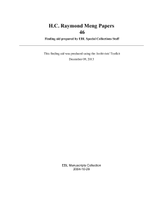 H.C. Raymond Meng Papers 46 EBL Manuscripts Collection 2004-10-29