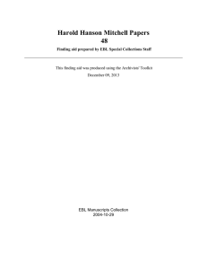 Harold Hanson Mitchell Papers 48 EBL Manuscripts Collection 2004-10-29