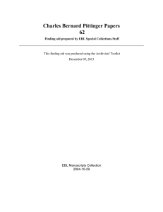 Charles Bernard Pittinger Papers 62 EBL Manuscripts Collection 2004-10-29
