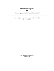 Olin West Papers 86 EBL Manuscripts Collection 2004-10-29