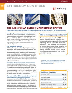 EFFICIENCY CONTROLS THE CASE FOR AN ENERGY MANAGEMENT SYSTEM